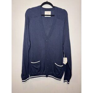 NWT Five Four Nick Wooster Men XL Varsity Cardigan Blue V-Neck Button Pocket